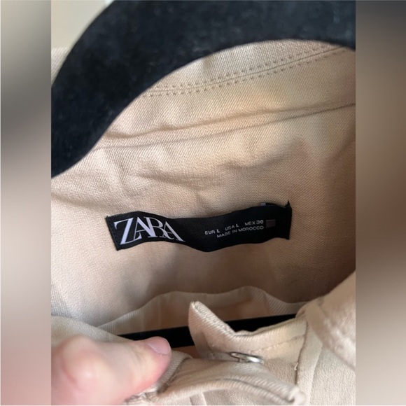 Zara Cream/tan Collared Jacket cropped bomber - Picture 9 of 9